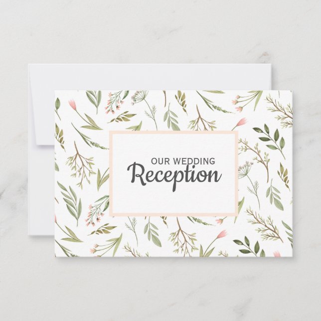 Rosa Wildwiese Blume WEDDING REZEPTION RSVP Karte (Vorderseite)