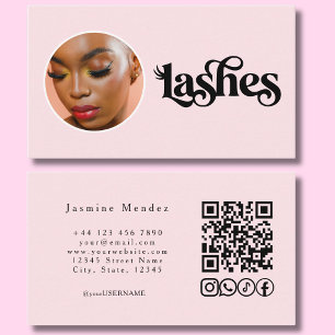 Rosa Wimpern Foto QR-Code Social Icons  Visitenkarte