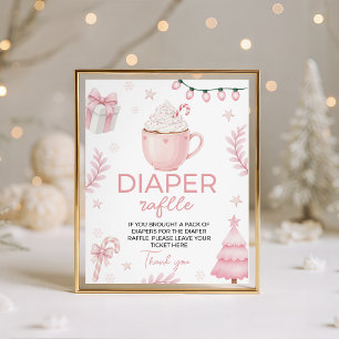 Rosa Winter-Babyparty-Windel-Raffle-Schild Sockelschild