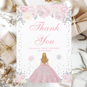 Rosa Winter Blond Haar Prinzessin Sweet Sixteen Dankeskarte