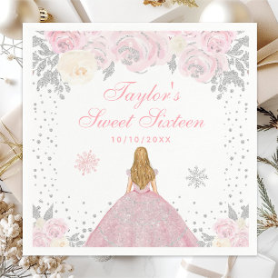Rosa Winter Blondhaar Prinzessin Sweet Sixteen Serviette