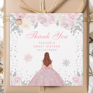 Rosa Winter Braune Haare Prinzessin Sweet Sixteen Geschenkanhänger