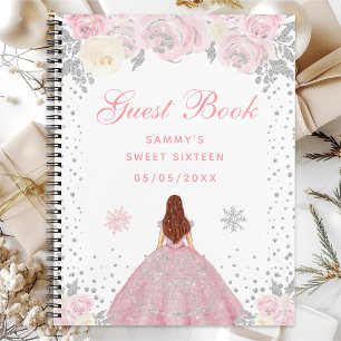 Rosa Winter Braune Haare Prinzessin Sweet Sixteen Notizbuch