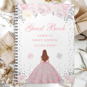 Rosa Winter Braunes Haar Prinzessin Sweet Sixteen Notizblock
