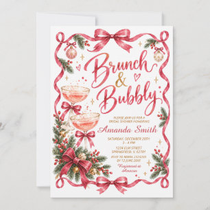 Rosa Winter-Brunch und prickelndes Mädchen-Brautab Einladung