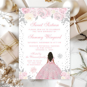 Rosa Winter-Dunkle-Haut Prinzessin Sweet Sixteen Einladung