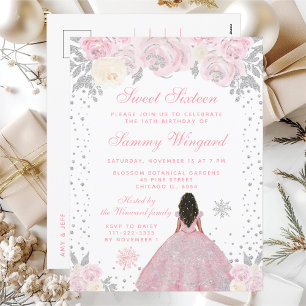 Rosa Winter Dunkle Haut Prinzessin Sweet Sixteen Postkarte