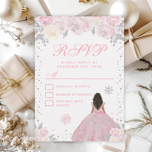 Rosa Winter Dunkle Haut Prinzessin Sweet Sixteen RSVP Karte