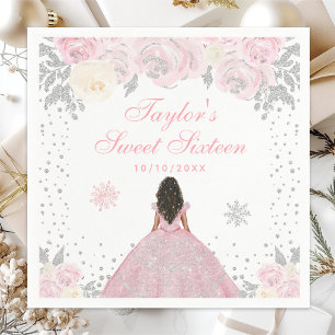 Rosa Winter Dunkle Haut Prinzessin Sweet Sixteen Serviette