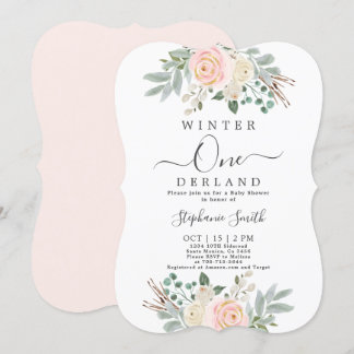 Rosa Winter erste Geburtstagseinladung Einladung