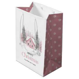 Rosa Winter-Hütte Mittlere Geschenktüte