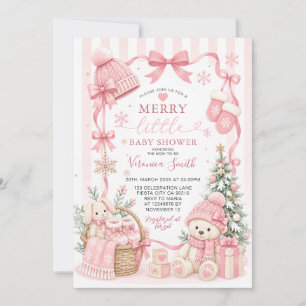 Rosa Winter Merry Little Baby Shower Einladung