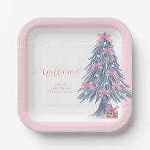 Rosa Winter-Schleife Weihnachtsbaum Baby Shower Wi