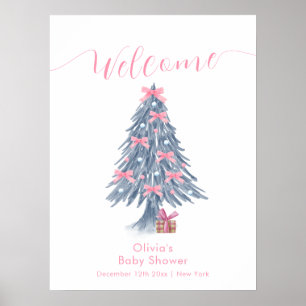 Rosa Winter-Schleife Weihnachtsbaum Baby Shower Wi Poster