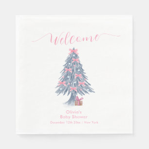 Rosa Winter-Schleife Weihnachtsbaum Baby Shower Wi Serviette