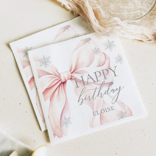 Rosa Winter Silber Glitter Geburtstag Serviette