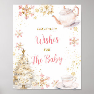 Rosa Winter-Teeparty-Baby-Shower-Wunsch hinterlass Poster