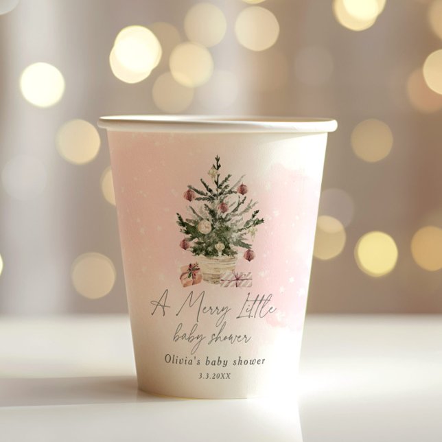 Rosa Winter Weihnachten Eine kleine Babydusche Pappbecher (Von Creator hochgeladen)