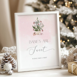 Rosa Winter Weihnachten Weihnachten Babys sind süß Poster