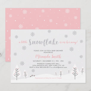 Rosa Winter Wonderland, Mädchen-Baby-Party Einladung