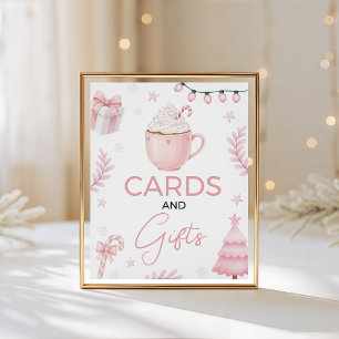 Rosa Winterkarten und Geschenke Baby Shower Schild