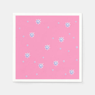 Rosa Winterschneeflocken Serviette