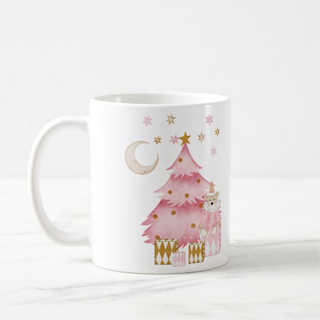 Rosa Winterurlaub Süßwarenbär Kaffeetasse (Links)