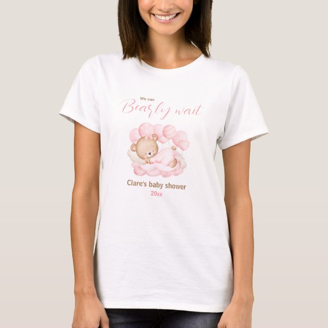 Rosa Wir können frühzeitig abwarten, Baby Dusche M T-Shirt (Vorderseite)
