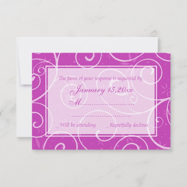 Rosa Wirbel Elegante Hochzeitskarten RSVP Karte (Vorderseite)