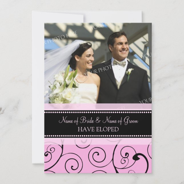 Rosa Wirbel Foto Elopement Announctions Cards Ankündigung (Vorderseite)