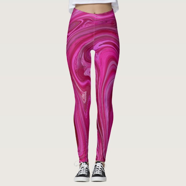 Rosa Wirbel Leggings (Vorderseite)