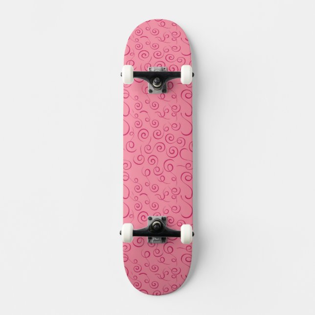 Rosa Wirbel Skateboard (Vorderseite)