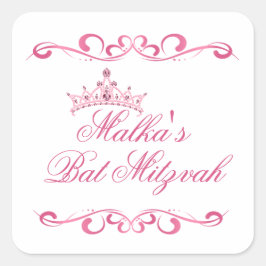 Rosa Wirbel, Tiara-Bat-Mitzvah-Logo Quadratischer Aufkleber