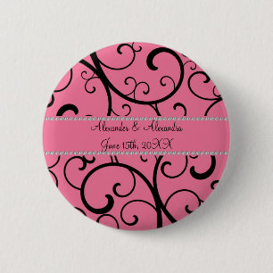 Rosa Wirbel und Diamant-Gastgeschenke Hochzeit Button