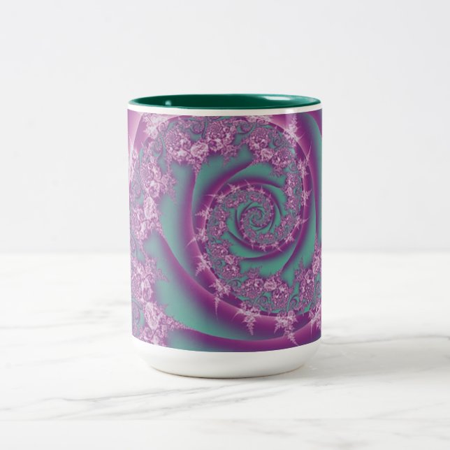 Rosa Wirbels-Entwurfs-Tasse Zweifarbige Tasse (Mittel)