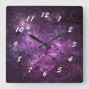 Rosa Wirbels-Fraktal-Quadrat-Uhr Quadratische Wanduhr
