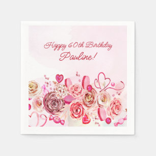 Rosa Wirbles Herz Valentins 60. Geburtstag Serviette