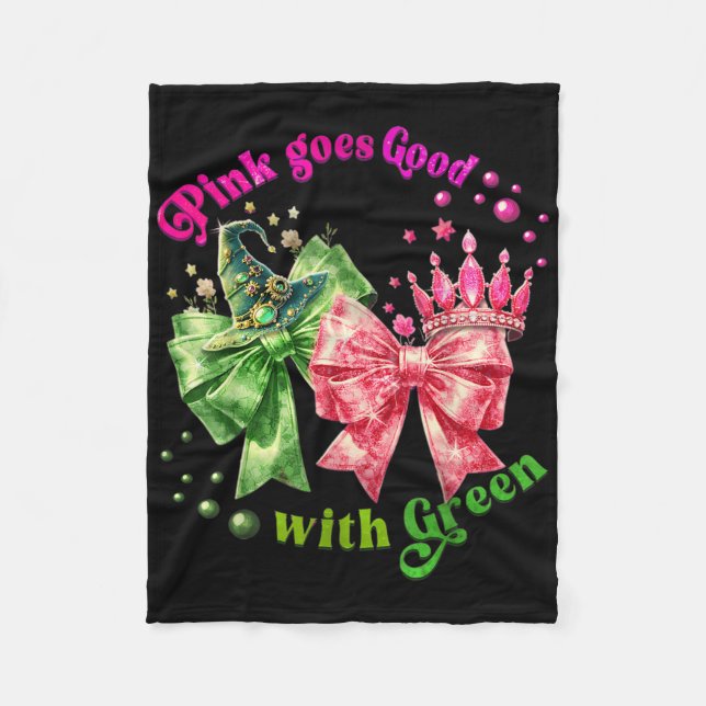 Rosa wird gut mit grünem Funny Halloween Wo Fleecedecke (Vorderseite)