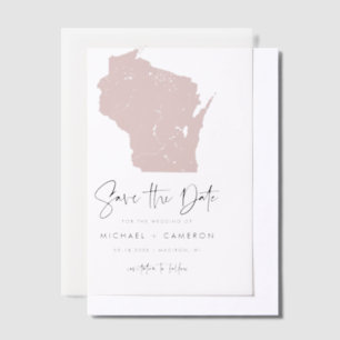 Rosa Wisconsin Karte Save the Date Minimalistisch