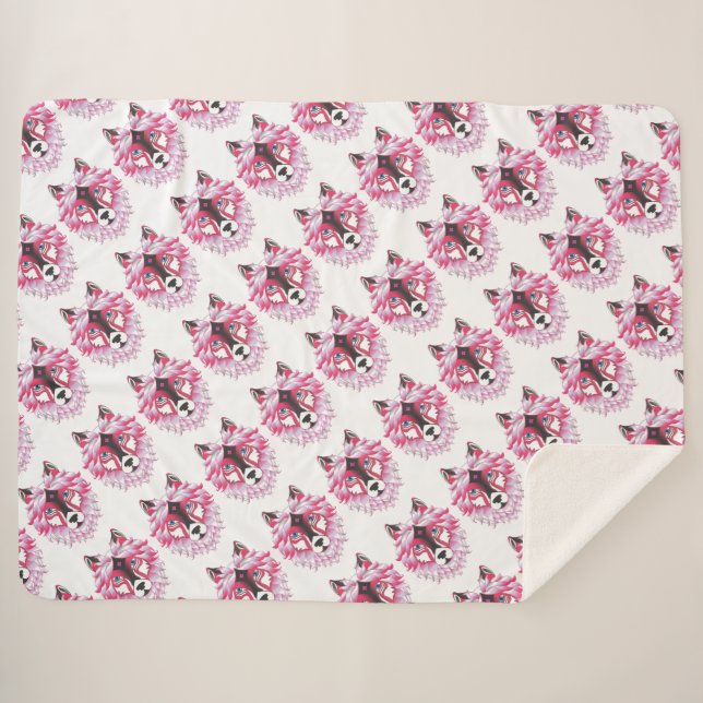 Rosa Wölfe Sherpadecke (Vorderseite (Horizontal))