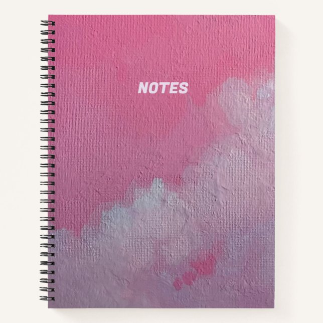 Rosa Wolken Baumwolle Bonbonheft Original Kunst Notizbuch (Vorderseite)