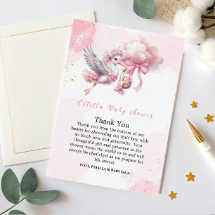 Rosa Wolken "It's a Girl" Babyshower Dankeskarten Dankeskarte