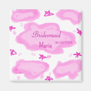 Rosa Wolken pastellfarbene Sterne Bräunungsmädchen Magnet