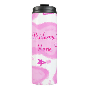 Rosa Wolken pastellfarbene Sterne Bräunungsmädchen Thermosbecher