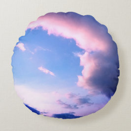 Rosa Wolken Rundes Kissen
