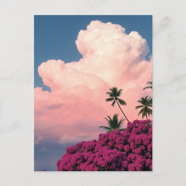 Rosa Wolken und blühende Kunst der Fotografie Bush Postkarte (Vorderseite)