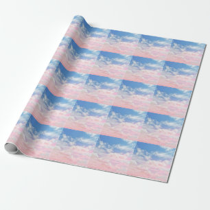 Rosa Wolken Wasserfarbe: strahlender Himmel. Geschenkpapier