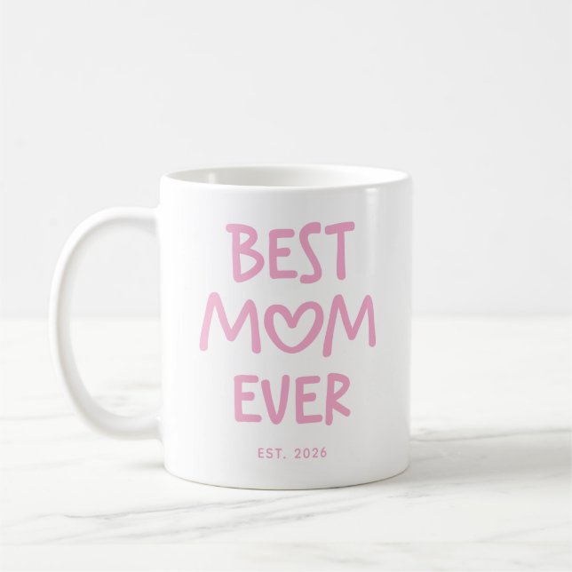 Rosa wunderliches Herz Beste Mutter überhaupt Kaffeetasse (Links)