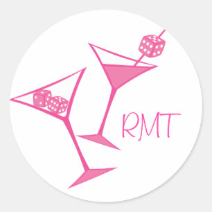 Rosa Würfel-Martini-Aufkleber Runder Aufkleber