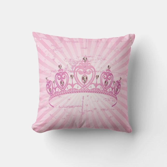 Rosa Wurfs-Kissen Prinzessin-Crown Tiara Jewel Kissen (Vorderseite)